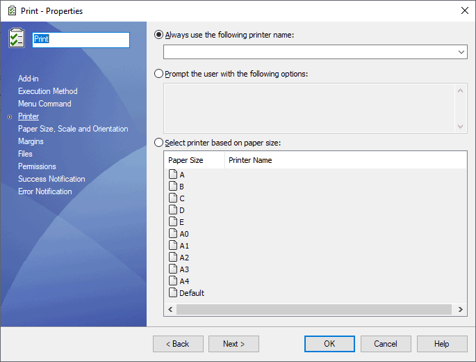 Out of the box print task settings